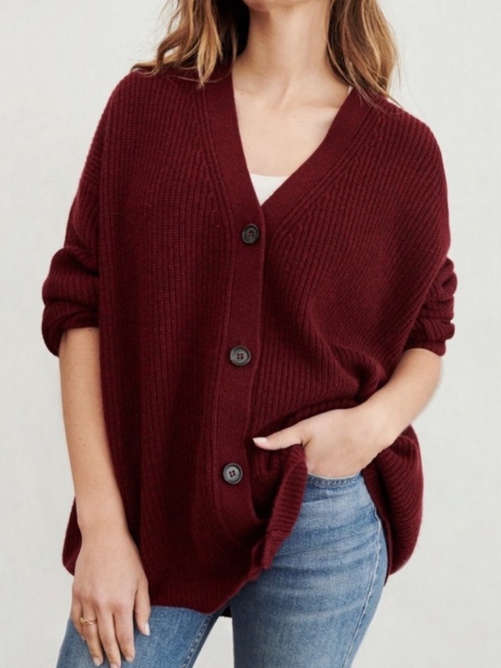 Jenni Kayne Cashmere Cocoon Cardigan S Wine Burgundy Red Lux Knit